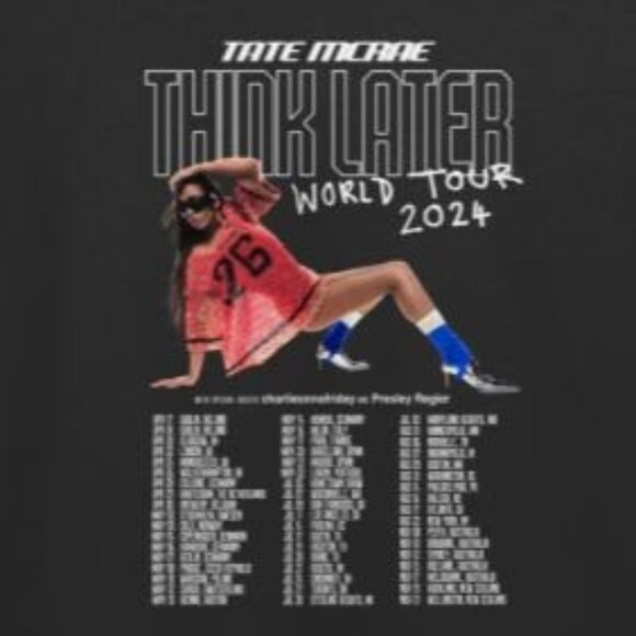 Tate McRae Think Later 2024 World Tour Unisex T-Shirt 2 Sided Pop Tee 79 - Picture 3 of 7